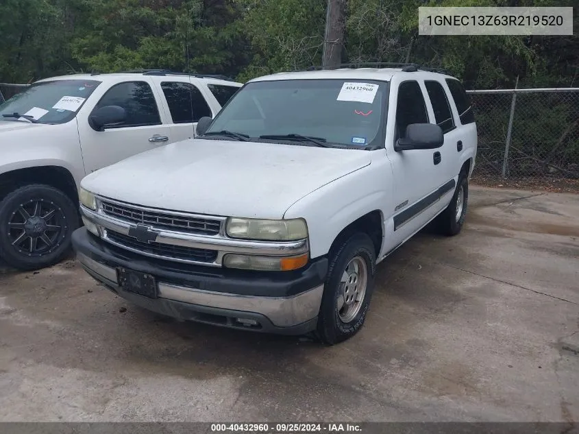 2003 Chevrolet Tahoe Ls VIN: 1GNEC13Z63R219520 Lot: 40432960