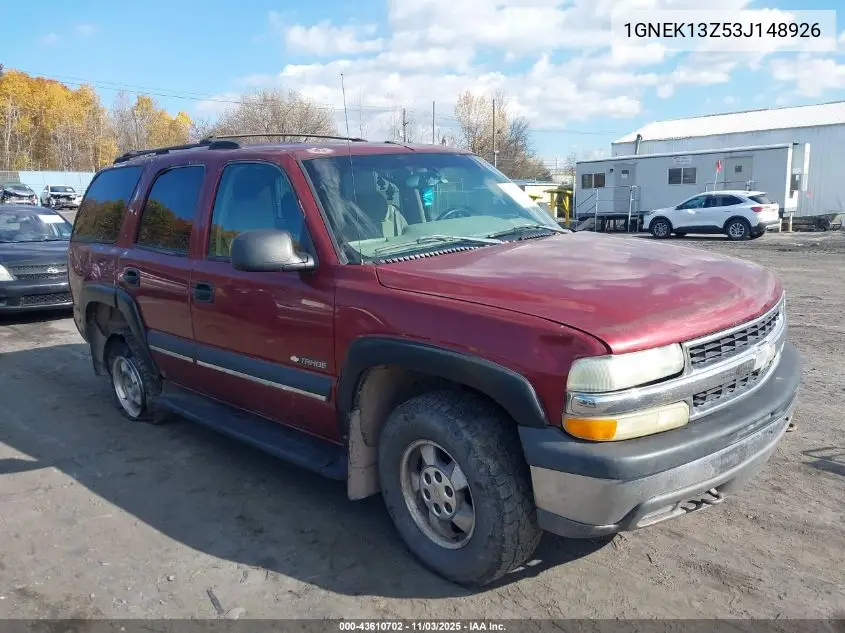 1GNEK13Z53J148926 2003 Chevrolet Tahoe Ls