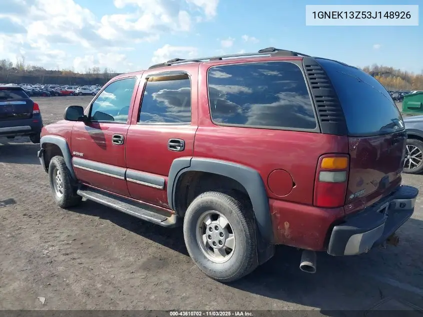 1GNEK13Z53J148926 2003 Chevrolet Tahoe Ls