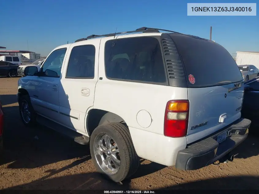 1GNEK13Z63J340016 2003 Chevrolet Tahoe Lt