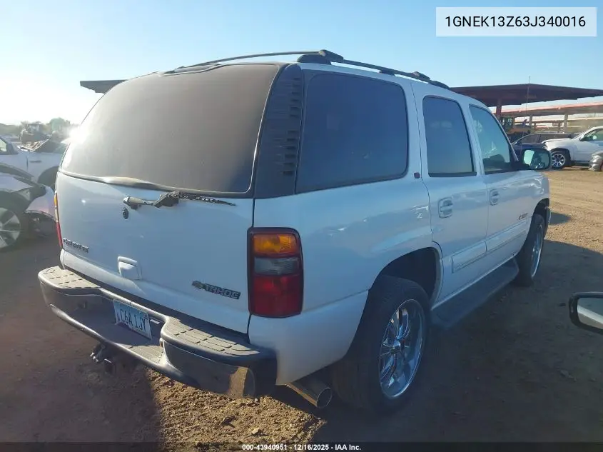 1GNEK13Z63J340016 2003 Chevrolet Tahoe Lt