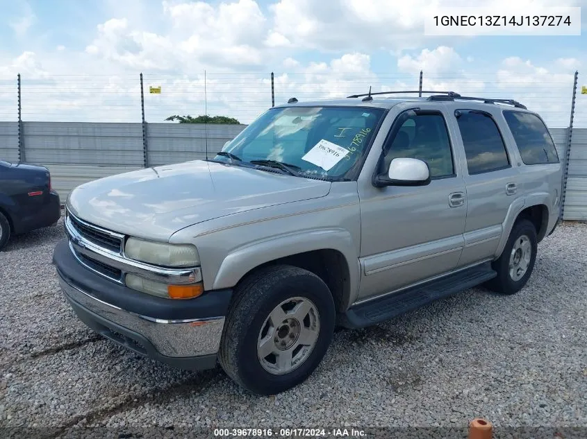 2004 Chevrolet Tahoe Lt VIN: 1GNEC13Z14J137274 Lot: 39678916