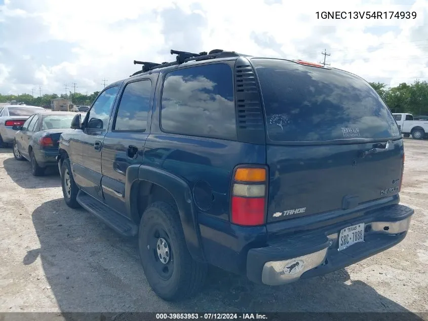 2004 Chevrolet Tahoe Ls VIN: 1GNEC13V54R174939 Lot: 39853953