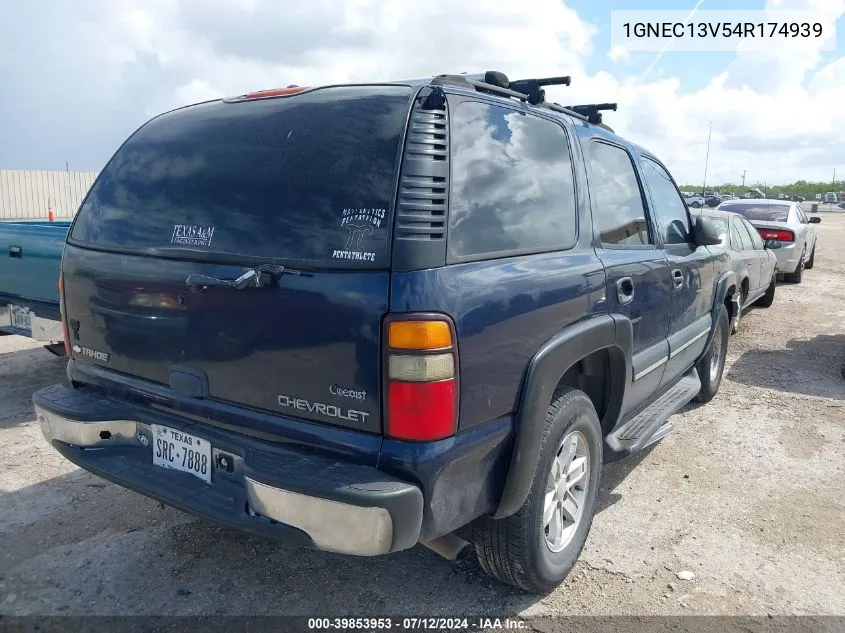 2004 Chevrolet Tahoe Ls VIN: 1GNEC13V54R174939 Lot: 39853953