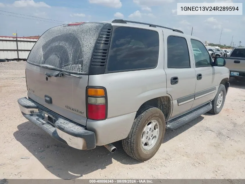 2004 Chevrolet Tahoe Ls VIN: 1GNEC13V24R289594 Lot: 40056345