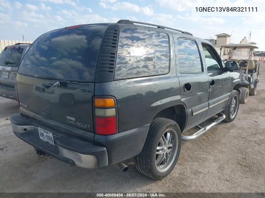 2004 Chevrolet Tahoe Ls VIN: 1GNEC13V84R321111 Lot: 40059404