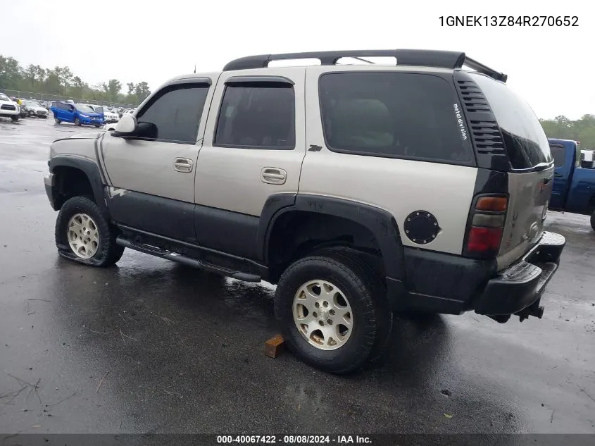 2004 Chevrolet Tahoe Z71 VIN: 1GNEK13Z84R270652 Lot: 40067422