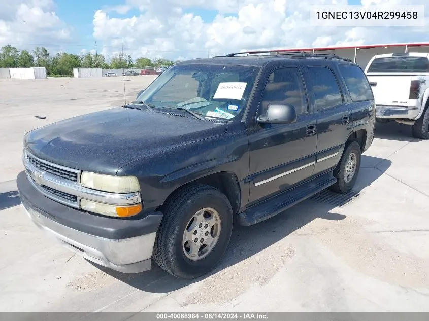 2004 Chevrolet Tahoe Ls VIN: 1GNEC13V04R299458 Lot: 40088964