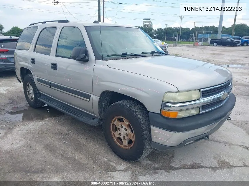 2004 Chevrolet Tahoe Ls VIN: 1GNEK13Z14J322203 Lot: 40092791