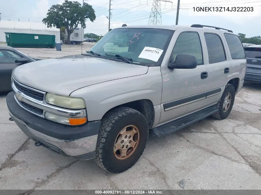 2004 Chevrolet Tahoe Ls VIN: 1GNEK13Z14J322203 Lot: 40092791