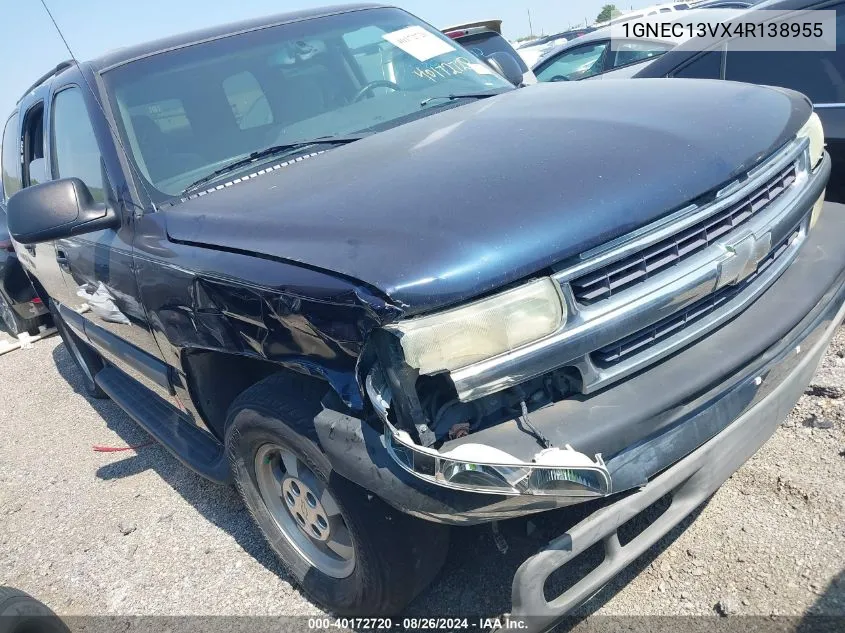 2004 Chevrolet Tahoe Ls VIN: 1GNEC13VX4R138955 Lot: 40172720