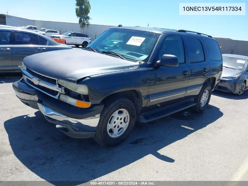 2004 Chevrolet Tahoe Ls VIN: 1GNEC13V54R117334 Lot: 40174201