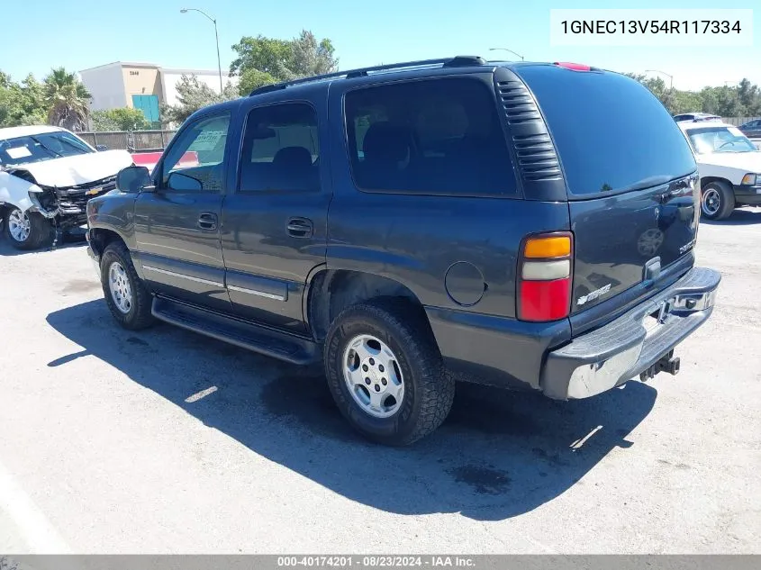 2004 Chevrolet Tahoe Ls VIN: 1GNEC13V54R117334 Lot: 40174201