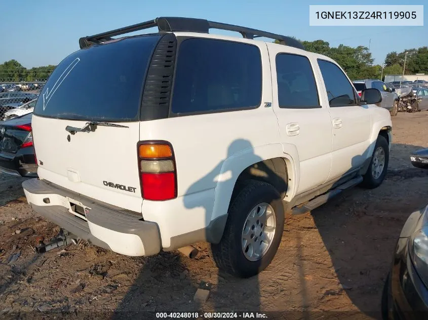 2004 Chevrolet Tahoe Z71 VIN: 1GNEK13Z24R119905 Lot: 40248018