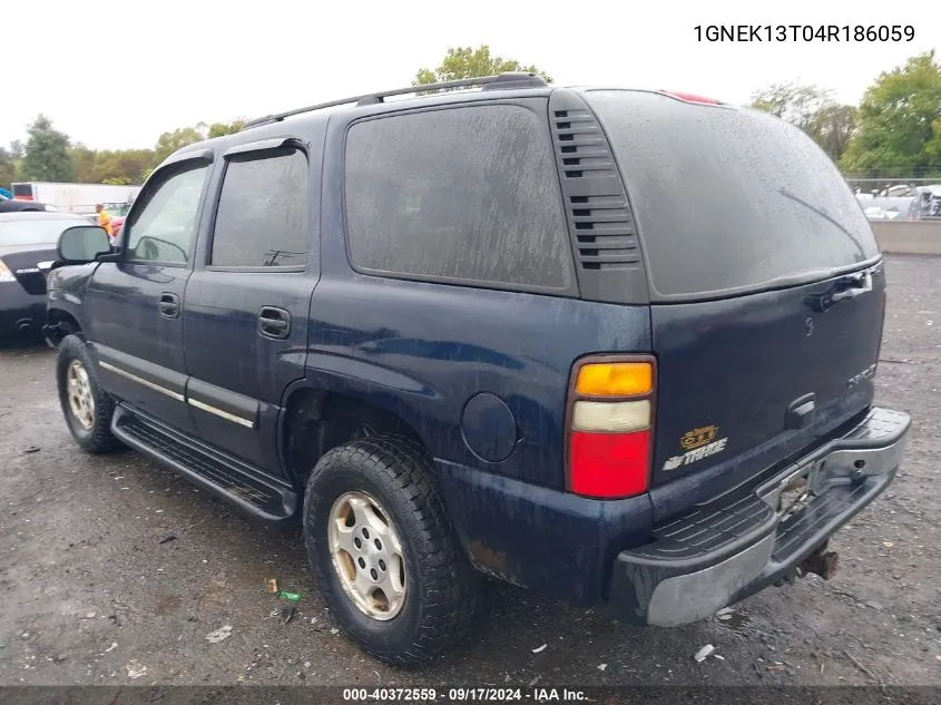 2004 Chevrolet Tahoe Ls VIN: 1GNEK13T04R186059 Lot: 40372559