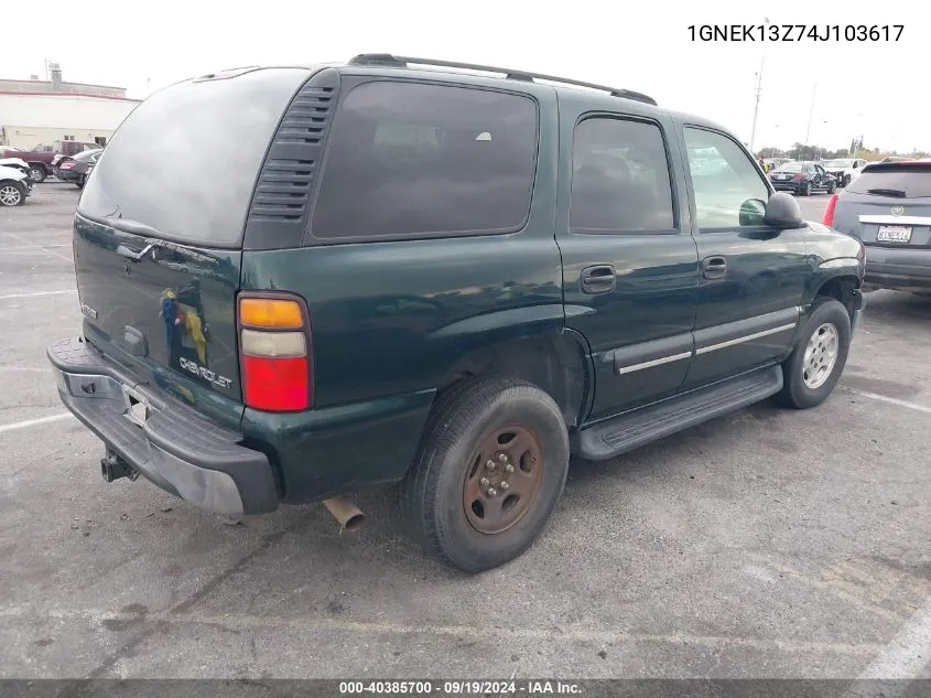 2004 Chevrolet Tahoe Ls VIN: 1GNEK13Z74J103617 Lot: 40385700