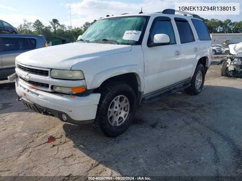 2004 Chevrolet Tahoe Z71 VIN: 1GNEK13Z94R138015 Lot: 40387965