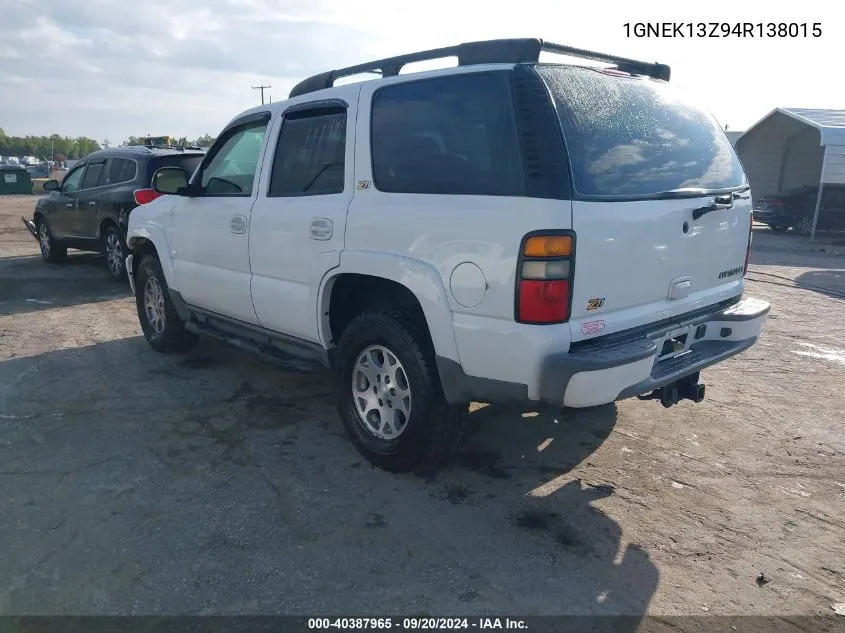 2004 Chevrolet Tahoe Z71 VIN: 1GNEK13Z94R138015 Lot: 40387965