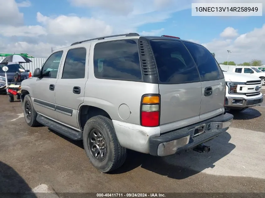 2004 Chevrolet Tahoe C1500 VIN: 1GNEC13V14R258949 Lot: 40411711