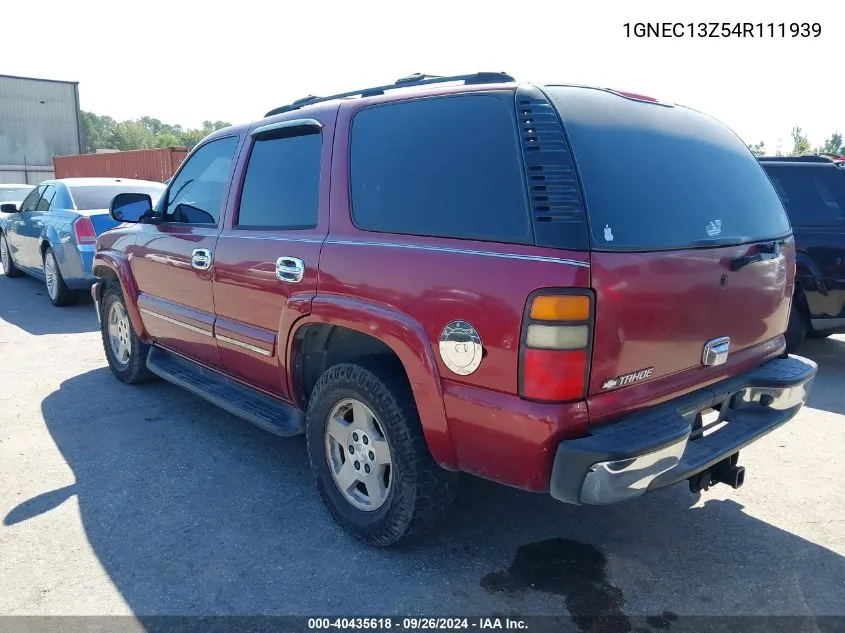 2004 Chevrolet Tahoe Lt VIN: 1GNEC13Z54R111939 Lot: 40435618