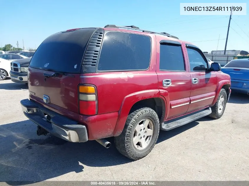 2004 Chevrolet Tahoe Lt VIN: 1GNEC13Z54R111939 Lot: 40435618