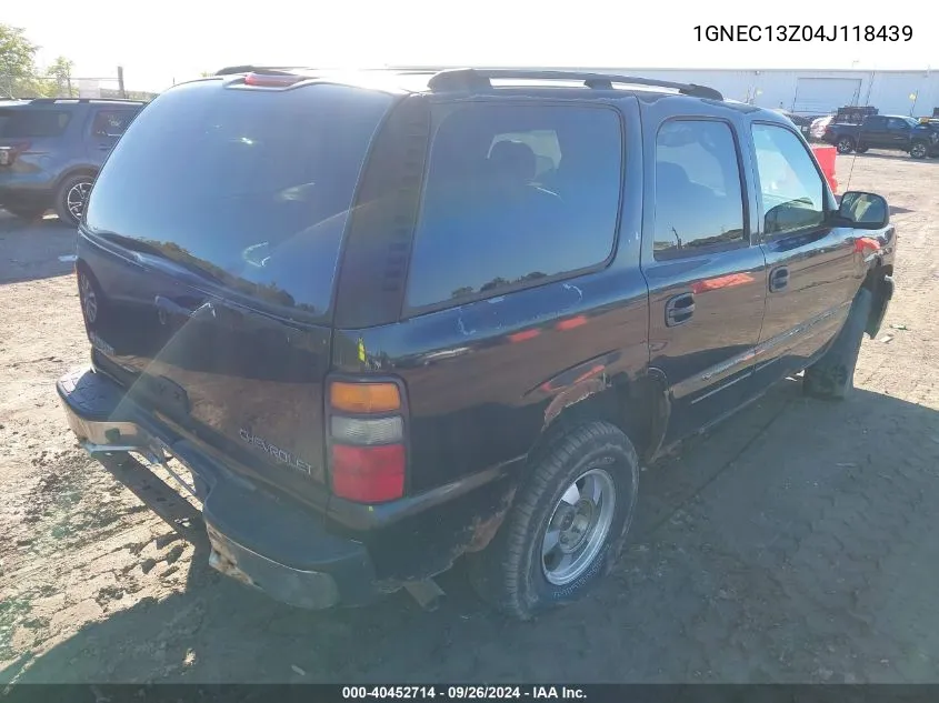 2004 Chevrolet Tahoe Ls VIN: 1GNEC13Z04J118439 Lot: 40452714