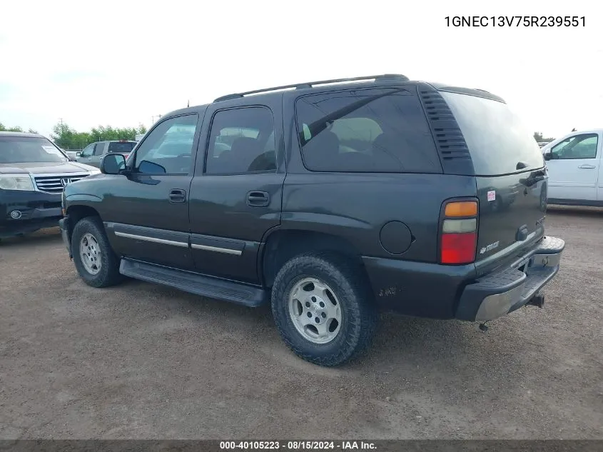 2005 Chevrolet Tahoe Ls VIN: 1GNEC13V75R239551 Lot: 40105223