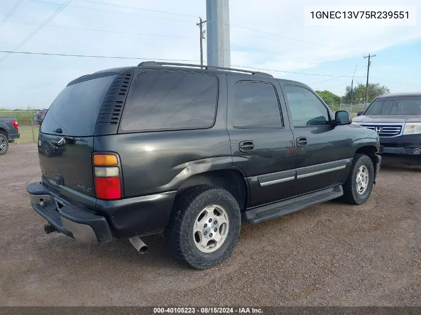 2005 Chevrolet Tahoe Ls VIN: 1GNEC13V75R239551 Lot: 40105223