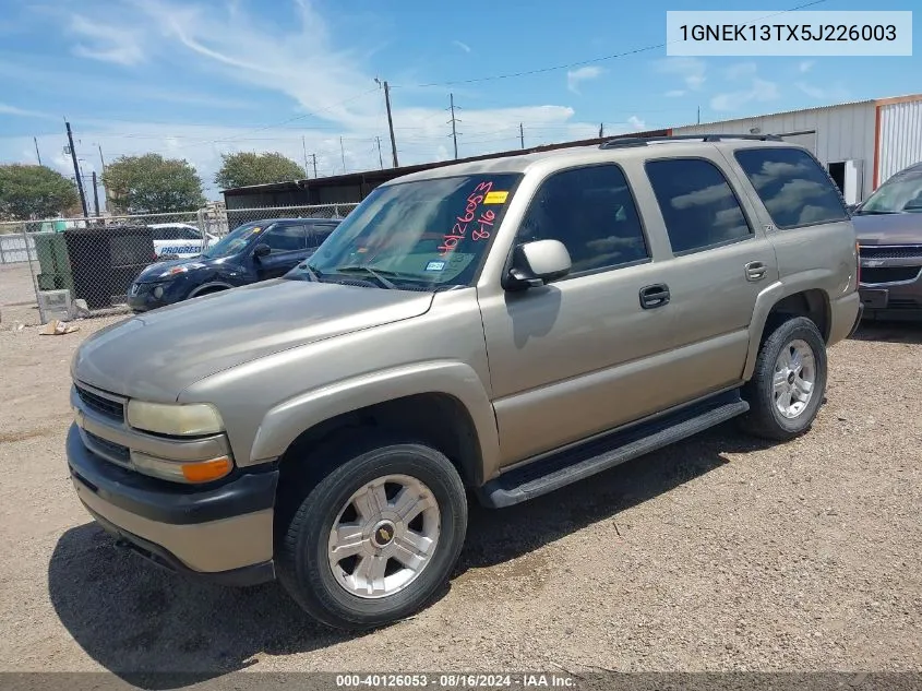 2005 Chevrolet Tahoe Ls VIN: 1GNEK13TX5J226003 Lot: 40126053