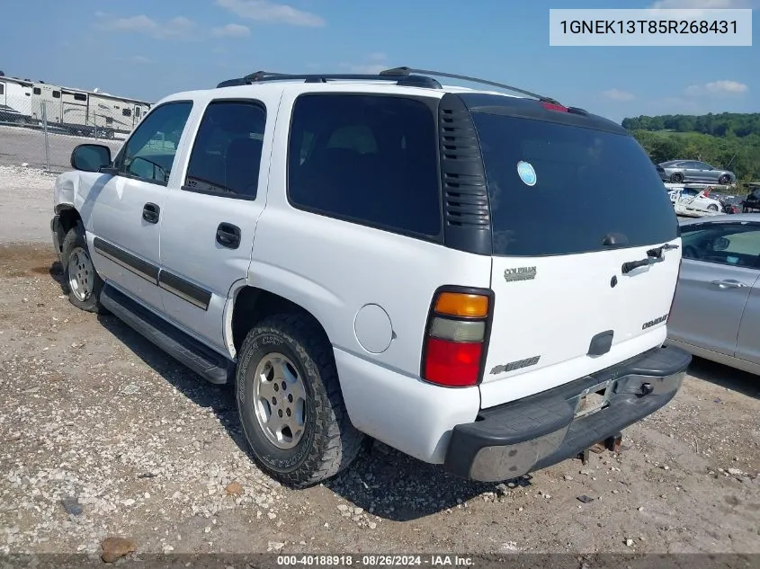 2005 Chevrolet Tahoe Ls VIN: 1GNEK13T85R268431 Lot: 40188918