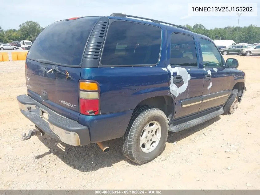 2005 Chevrolet Tahoe Ls VIN: 1GNEC13V25J155202 Lot: 40386314