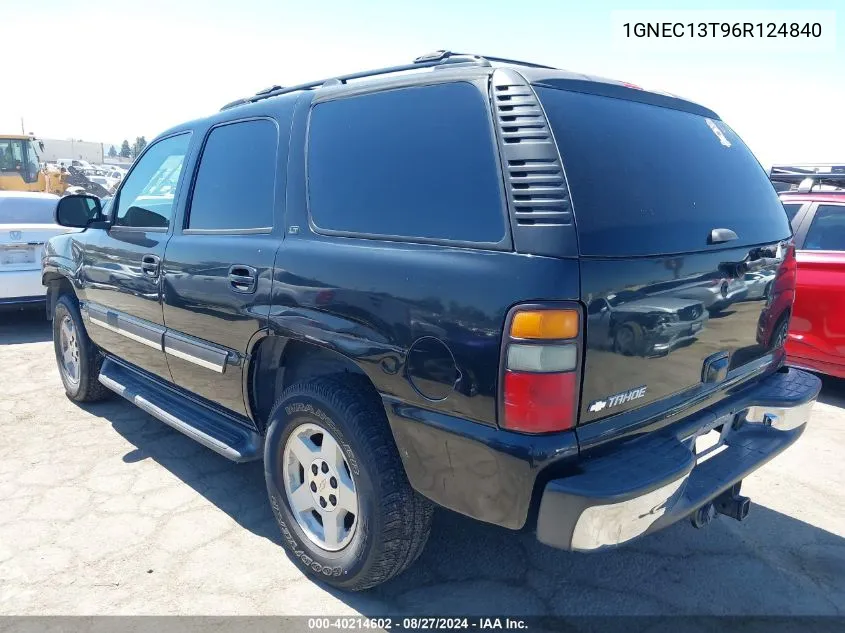 2006 Chevrolet Tahoe Lt VIN: 1GNEC13T96R124840 Lot: 40214602