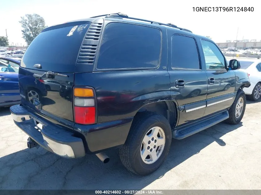 2006 Chevrolet Tahoe Lt VIN: 1GNEC13T96R124840 Lot: 40214602