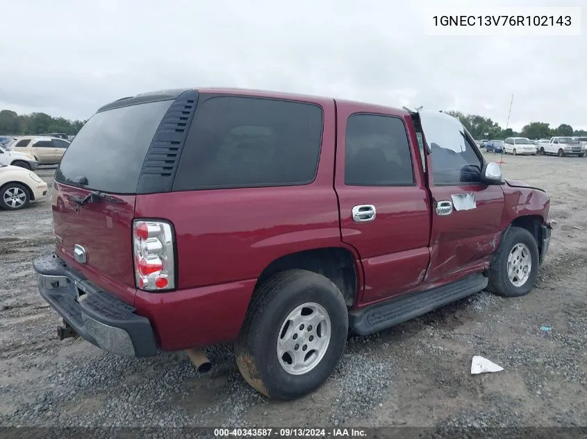 2006 Chevrolet Tahoe Ls VIN: 1GNEC13V76R102143 Lot: 40343587