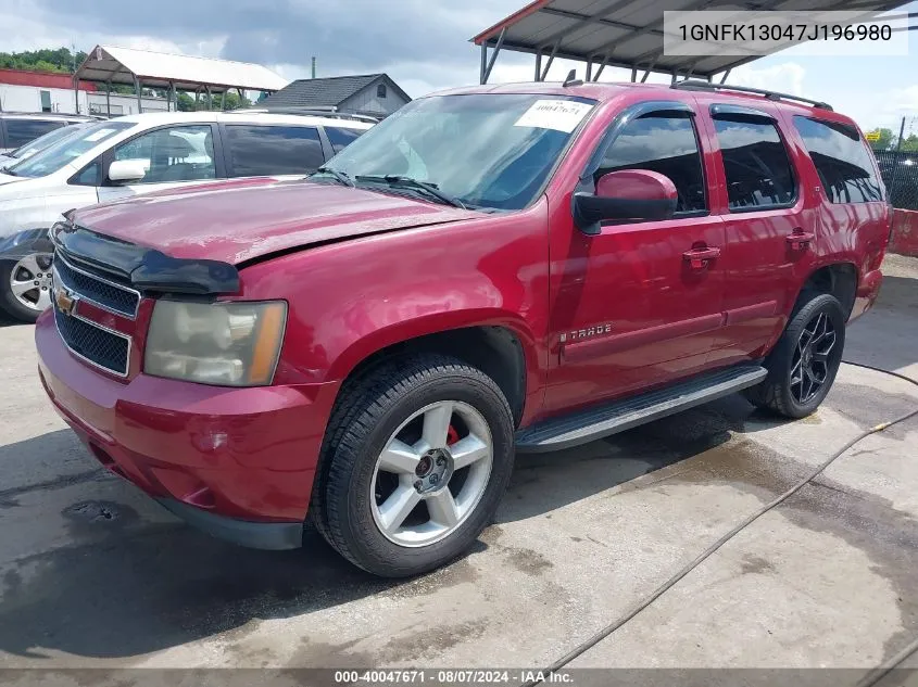 2007 Chevrolet Tahoe Lt VIN: 1GNFK13047J196980 Lot: 40047671