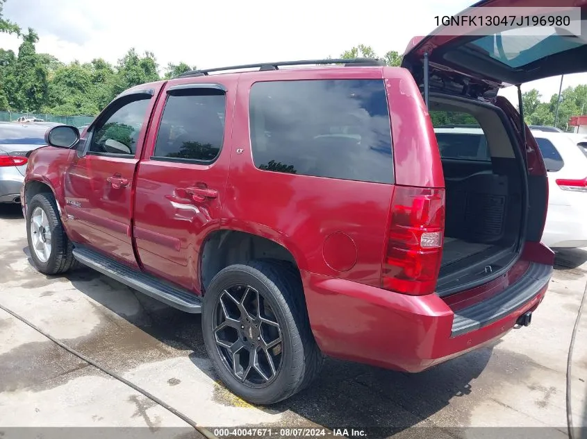 2007 Chevrolet Tahoe Lt VIN: 1GNFK13047J196980 Lot: 40047671