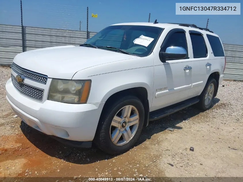 2007 Chevrolet Tahoe Ltz VIN: 1GNFC13047R334712 Lot: 40049913