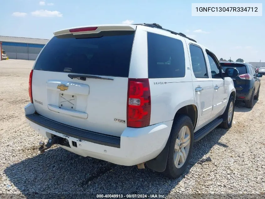 2007 Chevrolet Tahoe Ltz VIN: 1GNFC13047R334712 Lot: 40049913