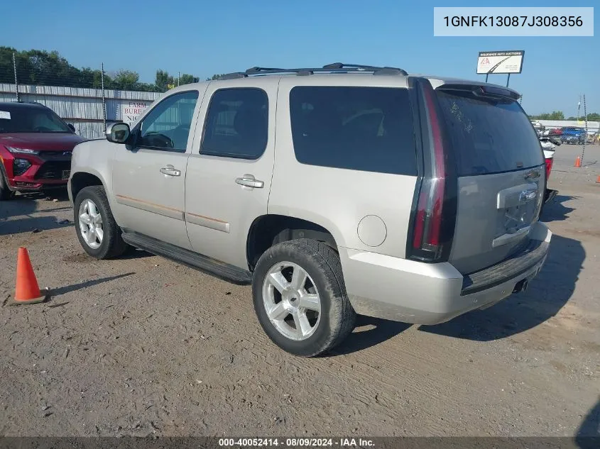 2007 Chevrolet Tahoe Lt VIN: 1GNFK13087J308356 Lot: 40052414