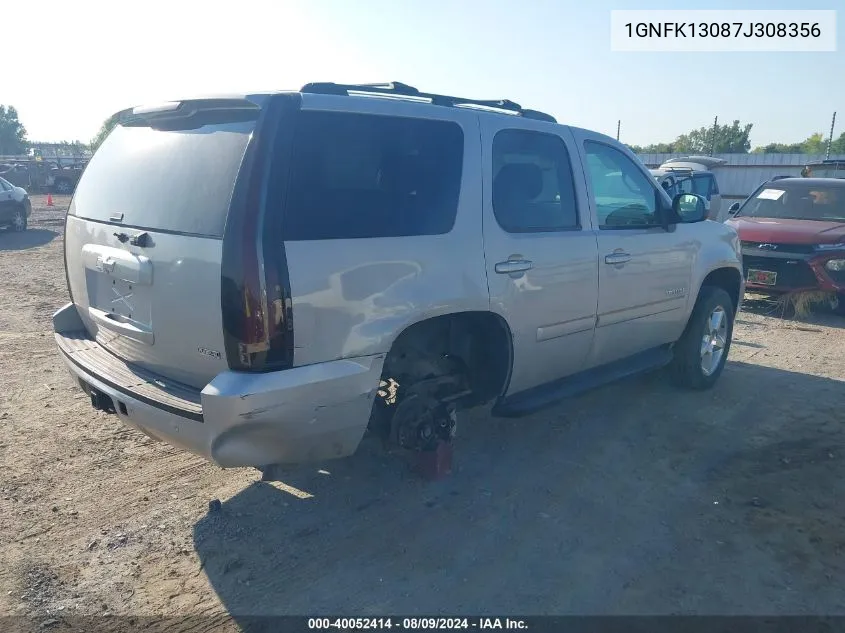 2007 Chevrolet Tahoe Lt VIN: 1GNFK13087J308356 Lot: 40052414