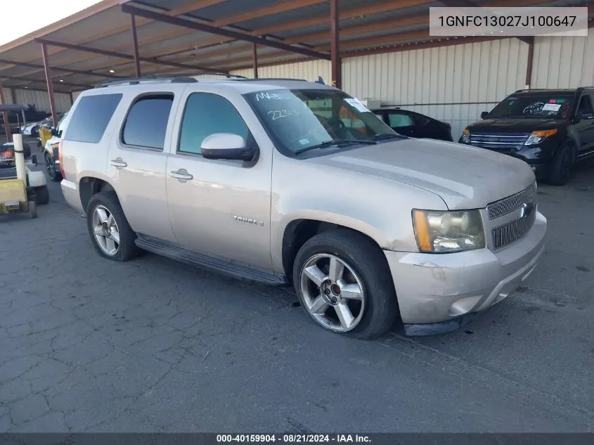 2007 Chevrolet Tahoe C1500 VIN: 1GNFC13027J100647 Lot: 40159904