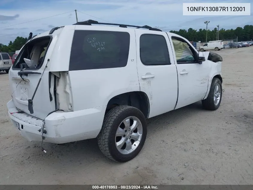 1GNFK13087R112001 2007 Chevrolet Tahoe Lt