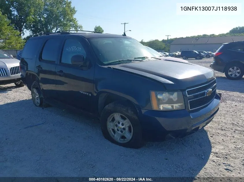 1GNFK13007J118938 2007 Chevrolet Tahoe Ls