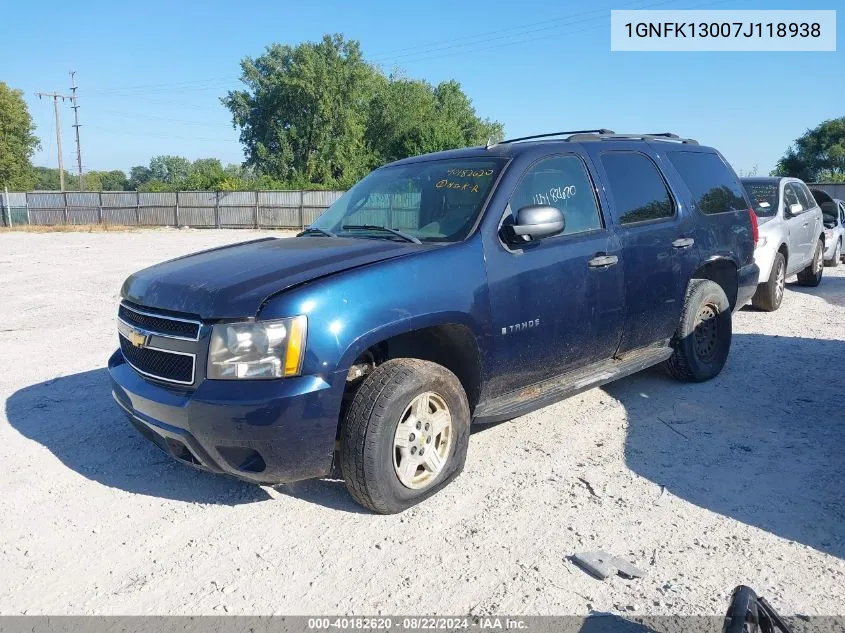 1GNFK13007J118938 2007 Chevrolet Tahoe Ls