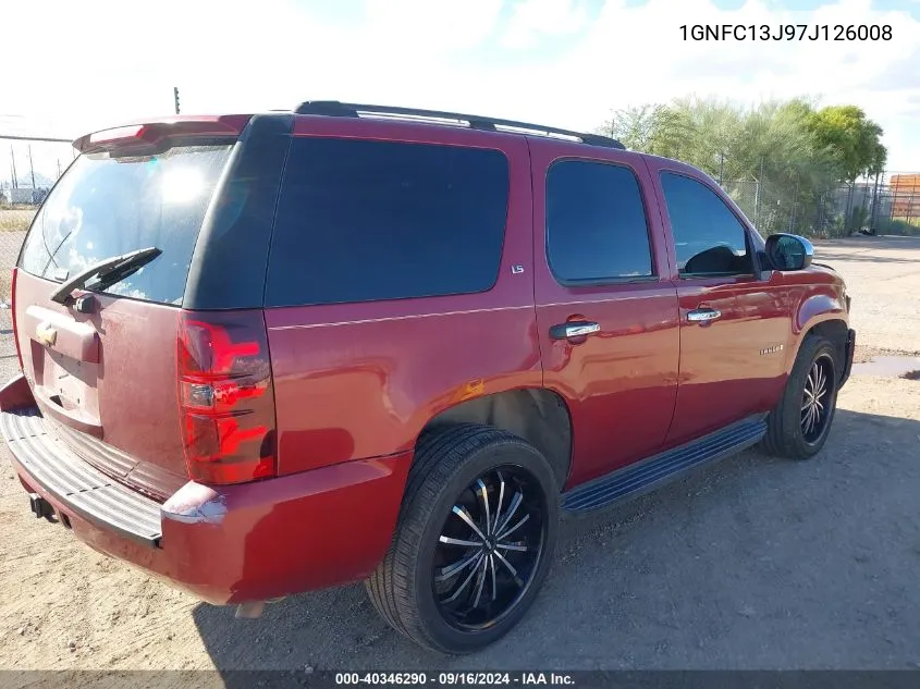 2007 Chevrolet Tahoe Ls VIN: 1GNFC13J97J126008 Lot: 40346290