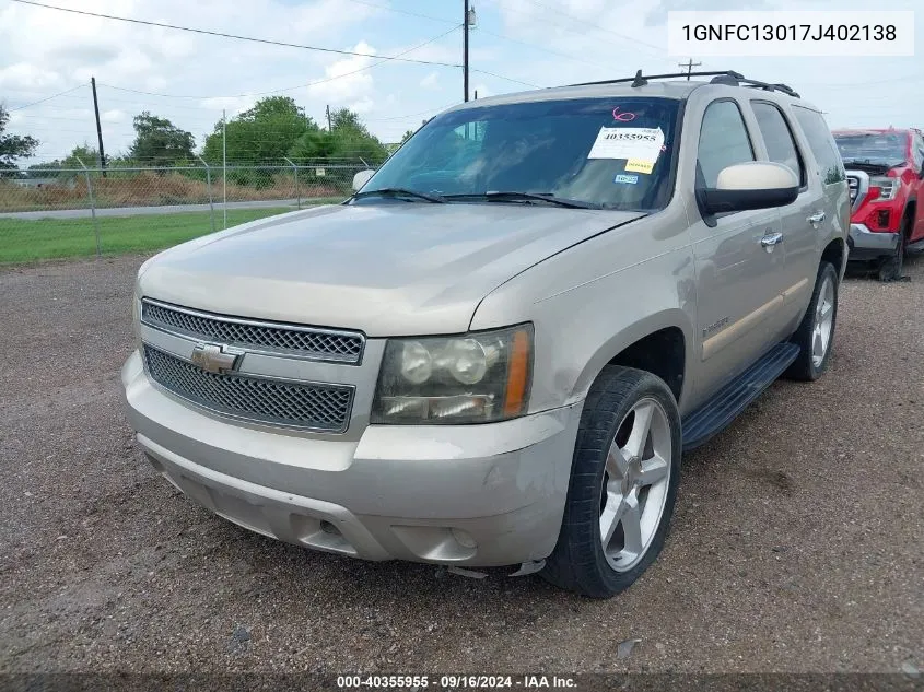 2007 Chevrolet Tahoe Lt VIN: 1GNFC13017J402138 Lot: 40355955