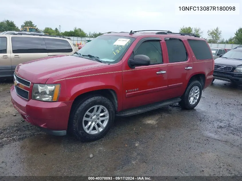 2007 Chevrolet Tahoe Lt VIN: 1GNFC13087R180098 Lot: 40370093