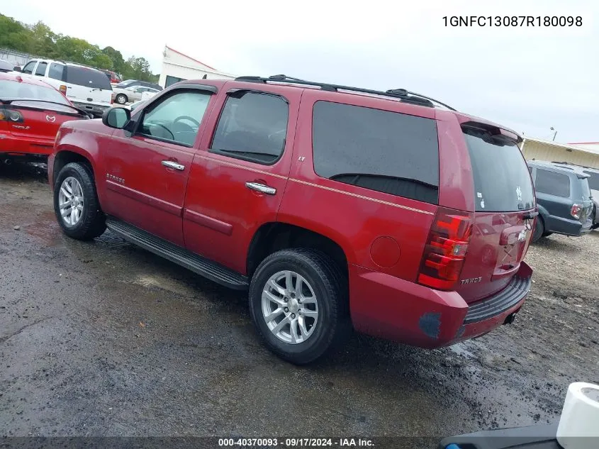 2007 Chevrolet Tahoe Lt VIN: 1GNFC13087R180098 Lot: 40370093