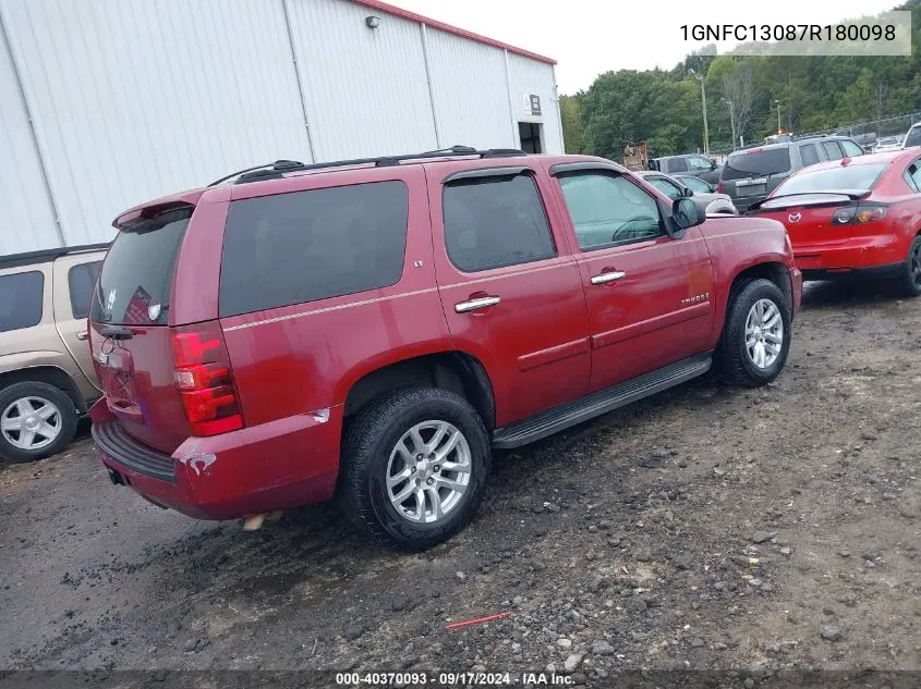 2007 Chevrolet Tahoe Lt VIN: 1GNFC13087R180098 Lot: 40370093