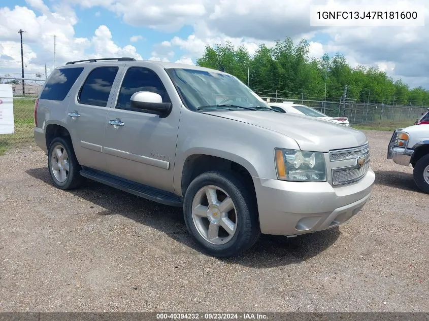 2007 Chevrolet Tahoe Lt VIN: 1GNFC13J47R181600 Lot: 40394232